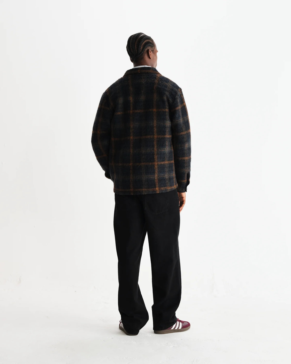 Wax London Whiting Overshirt Drawn Check Teal/Orange