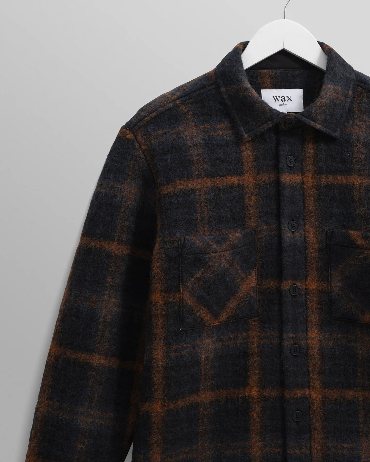 Wax London Whiting Overshirt Drawn Check Teal/Orange