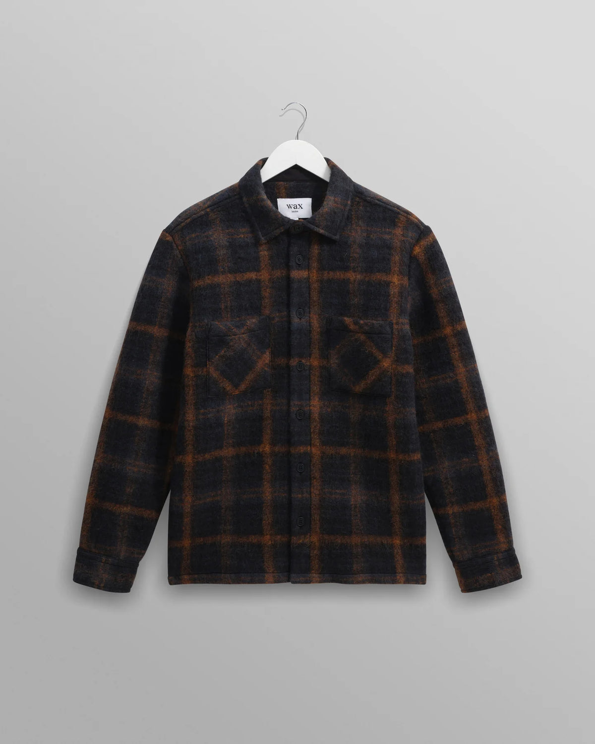 Wax London Whiting Overshirt Drawn Check Teal/Orange