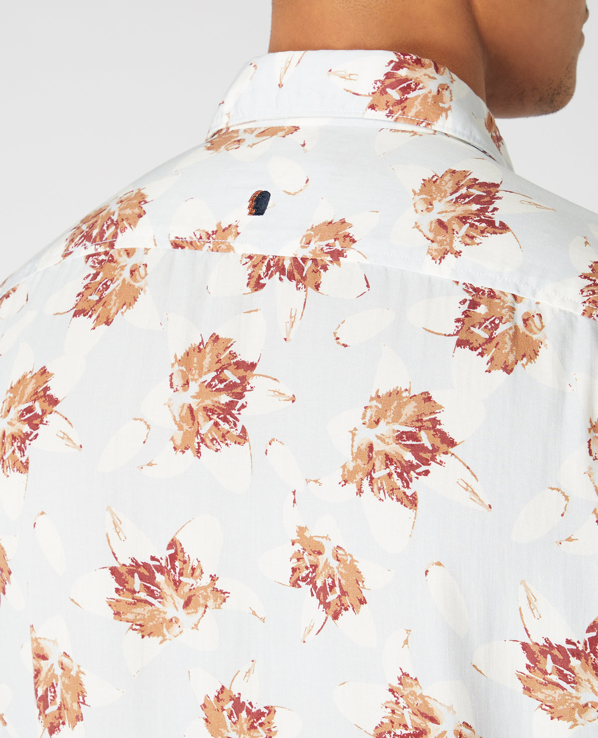 Remus Uomo Tapered Fit Leaf Print Shirt - Light Blue