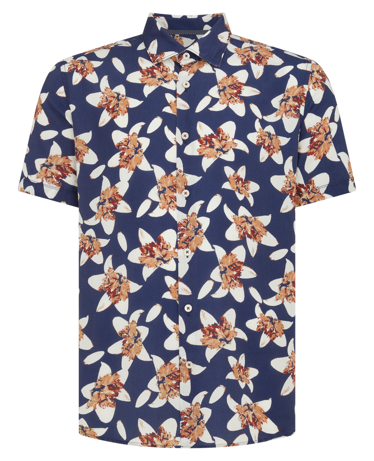 Remus Uomo Tapered Fit Floral Print Shirt - Navy