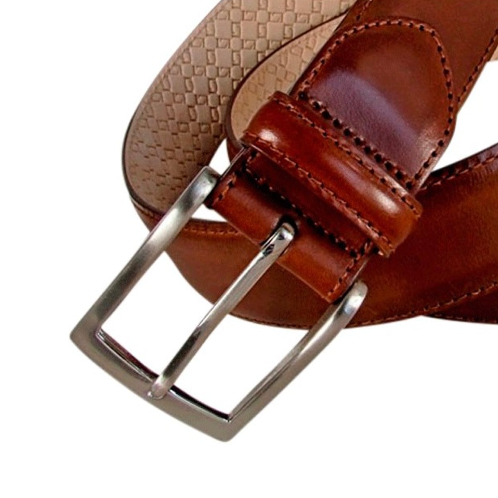 Leyva Grained Calf Leather Belt Medium Brown - Quality Shop