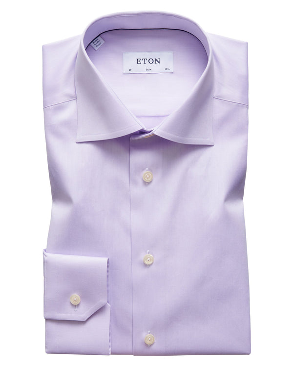 Eton Slim Fit Signature Twill Shirt - Purple