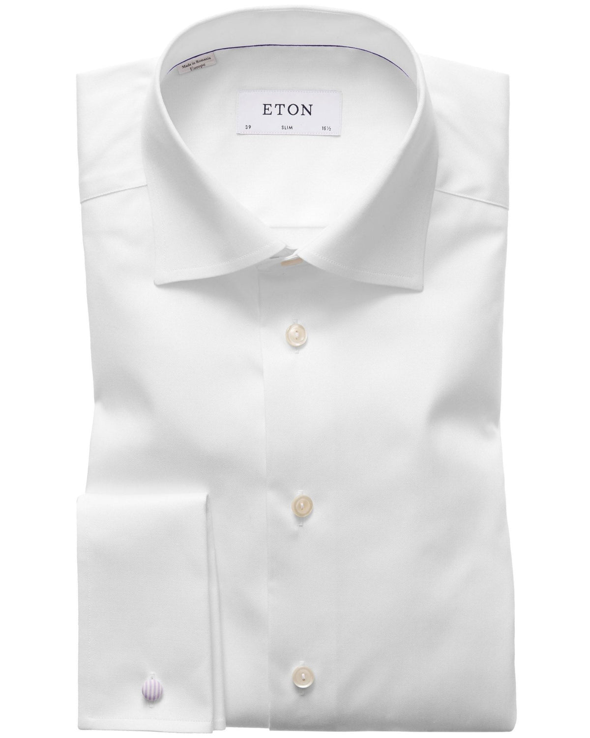 Eton Slim Fit Signature Twill Shirt with French Cuffs - White