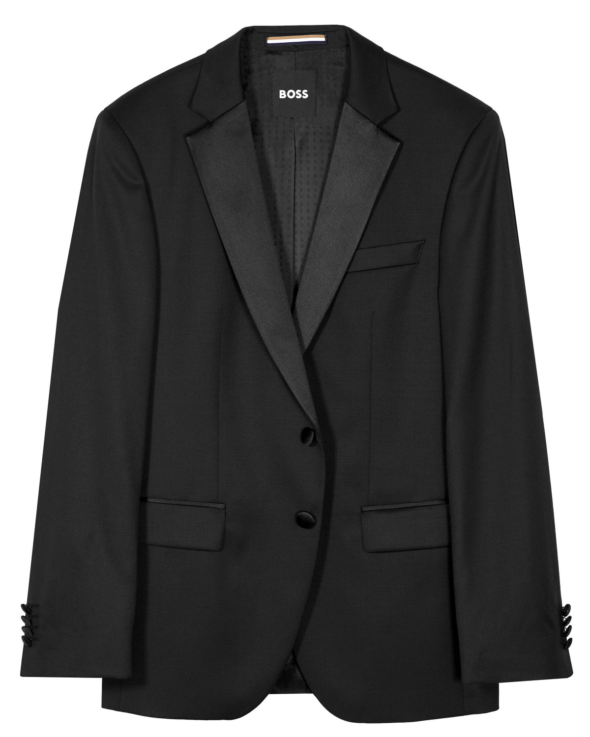 Boss Slim-Fit Virgin-Wool Tuxedo Jacket - Black