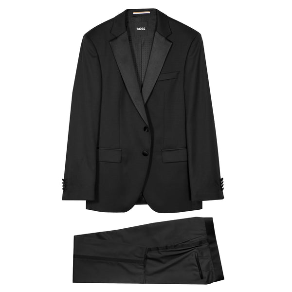 Boss Slim-Fit Virgin-Wool Tuxedo Jacket - Black