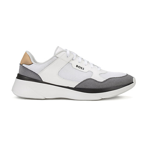 Boss Hybrid Trainers with Bonded Leather and Mesh - White