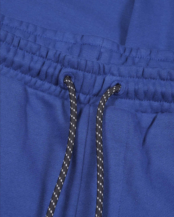 Boss Cotton-Terry Tracksuit Bottoms with Contrast Logo - Blue (Organic)