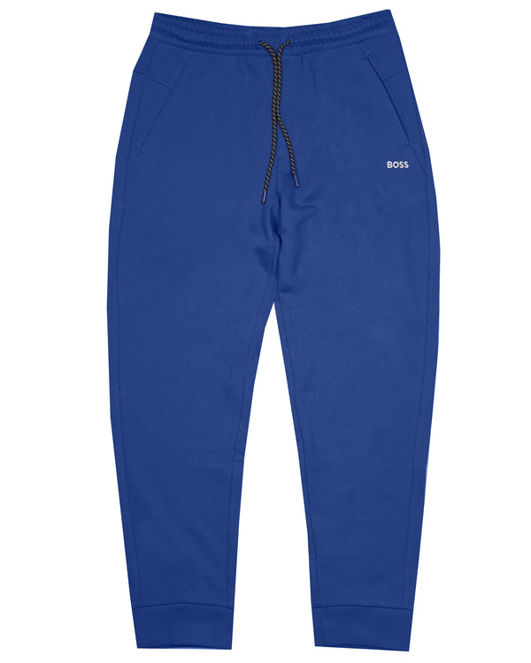 Boss Cotton-Terry Tracksuit Bottoms with Contrast Logo - Blue (Organic)