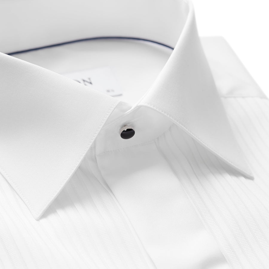 Eton Plissé Contemporary Fit Tuxedo Shirt – White