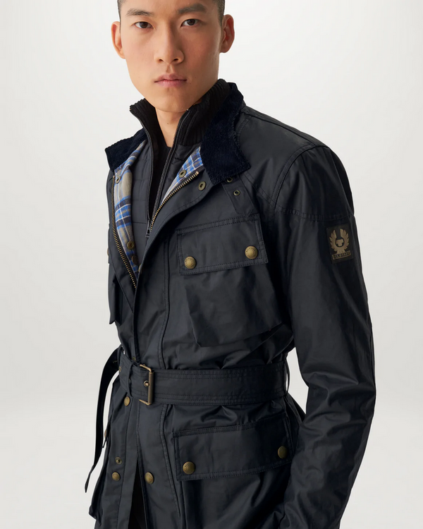 Belstaff Waxed Cotton Trialmaster Jacket Navy Galvin for Men