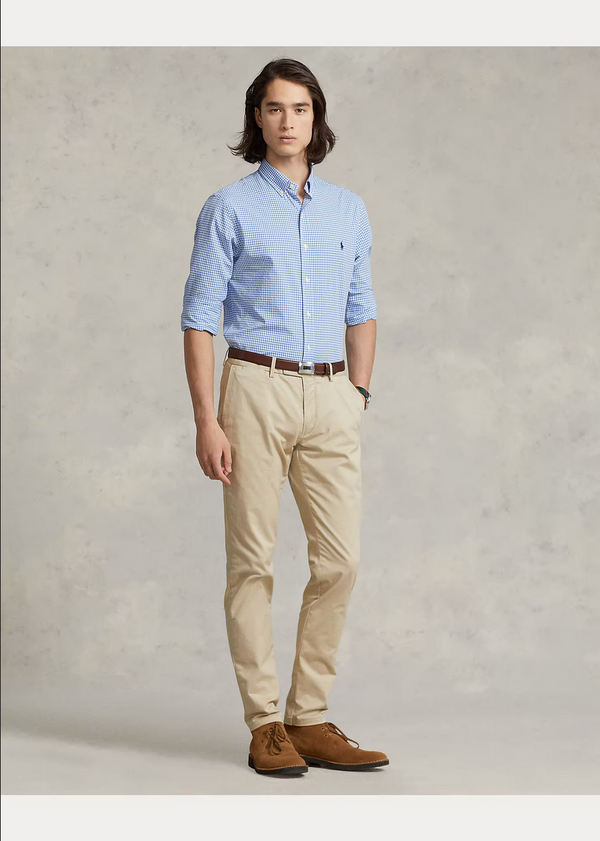 Polo Ralph Lauren Custom Fit Checked Stretch Poplin Shirt - Blue