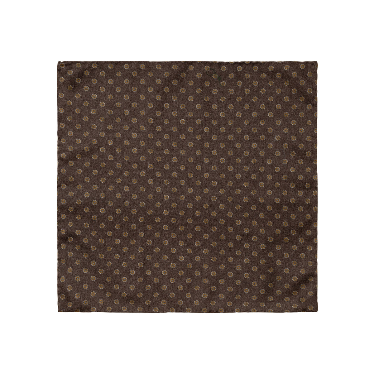 Eton Paisley Print / Floral Print Wool Pocket Square - Grey