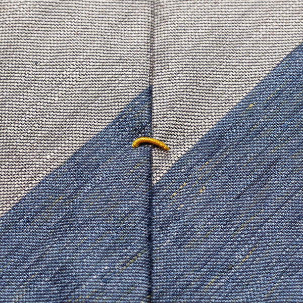 Eton Striped Linen Silk Tie - Navy