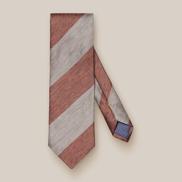Eton Striped Linen SIlk Tie - Orange