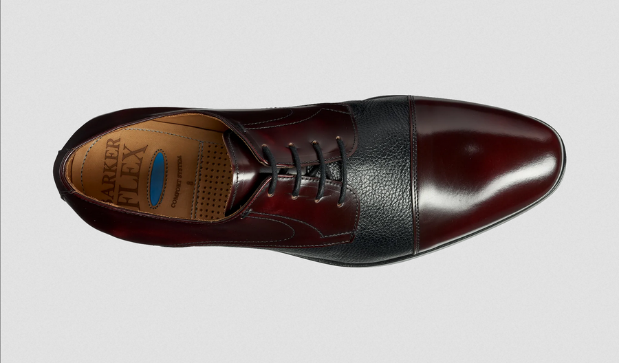 Barker Southwold Derby Shoe - Burgundy Hi-Shine / Black Deerskin