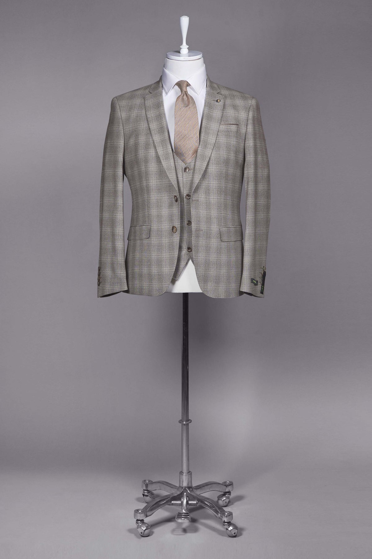 Remus Uomo Laurino 2 Piece Suit - Beige Check (Jacket &amp; Trousers)