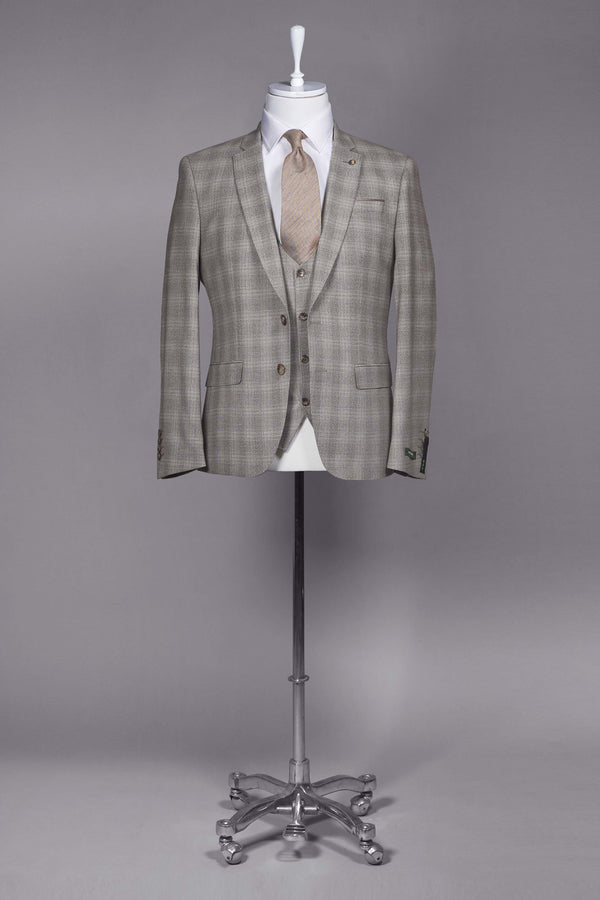 Remus Uomo Laurino 2 Piece Suit - Beige Check (Jacket & Trousers)