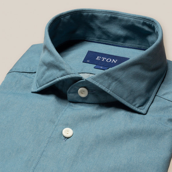 Eton Colored Denim Shirt - Mid Blue (Recycled)