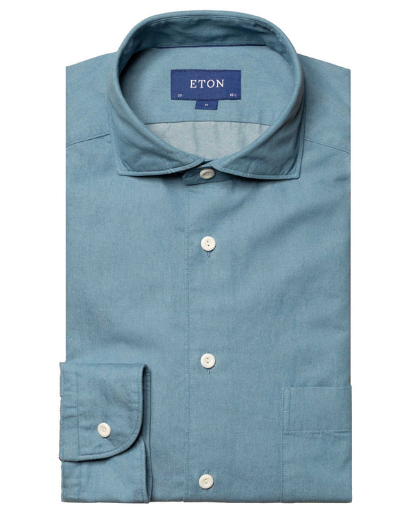 Eton Colored Denim Shirt - Mid Blue (Recycled)