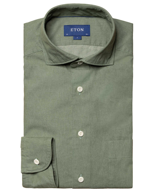 Eton Colored Denim Shirt - Green (Recycled)