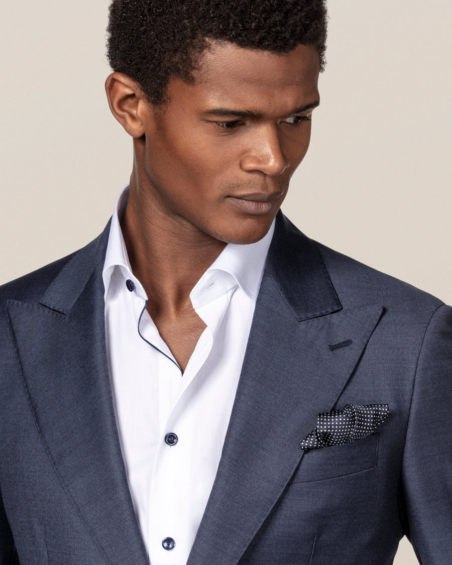 Eton Slim Fit Signature Twill Shirt – White (Navy Details)