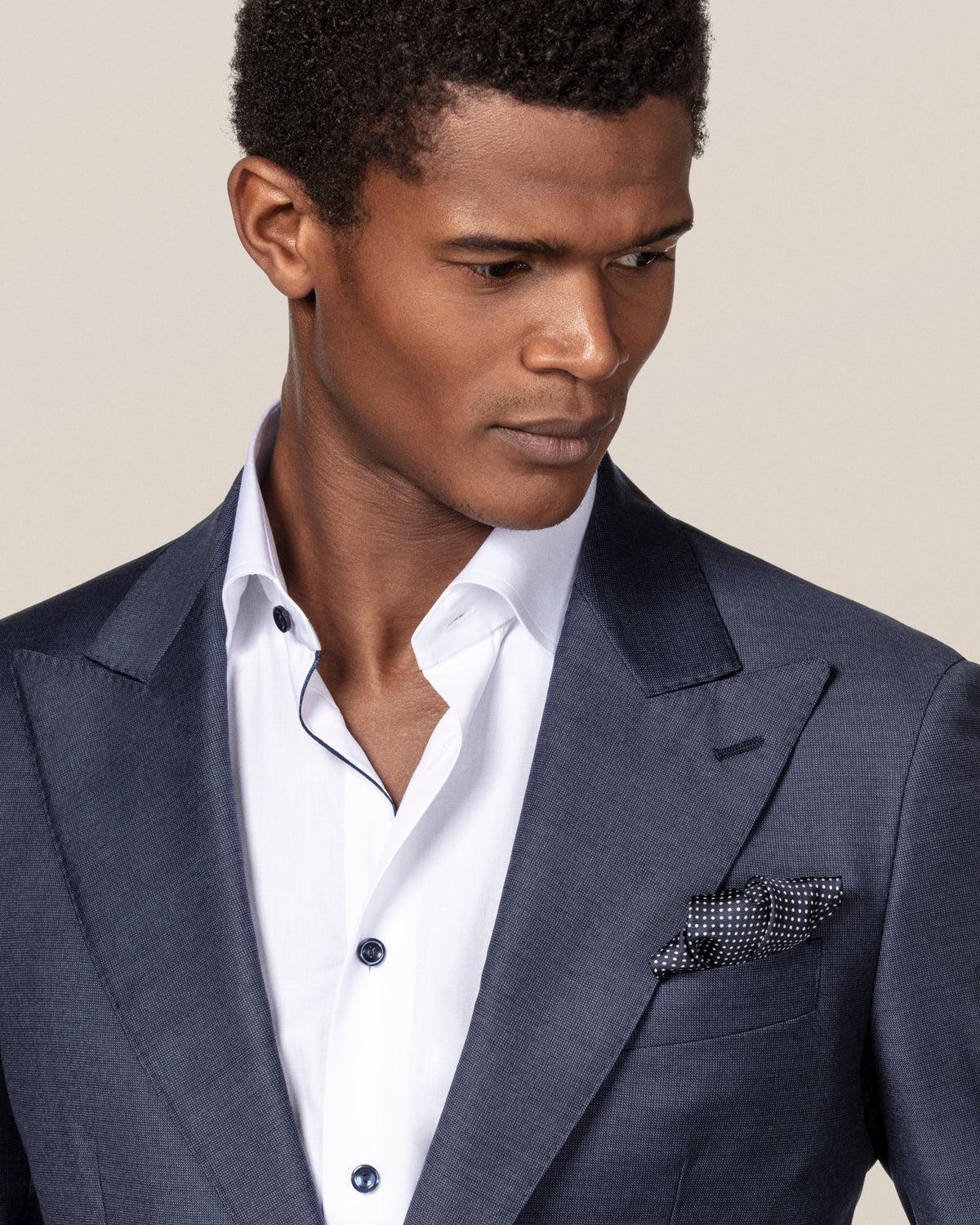 Eton Slim Fit Signature Twill Shirt - White (Navy Details)