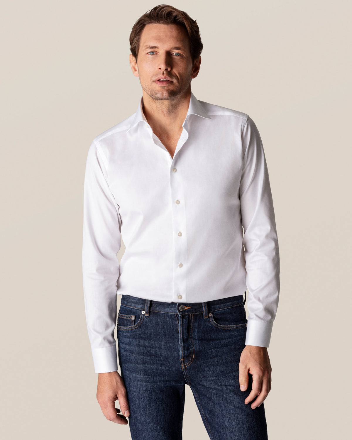 Eton Slim Fit Signature Slim Fit Twill Shirt -White