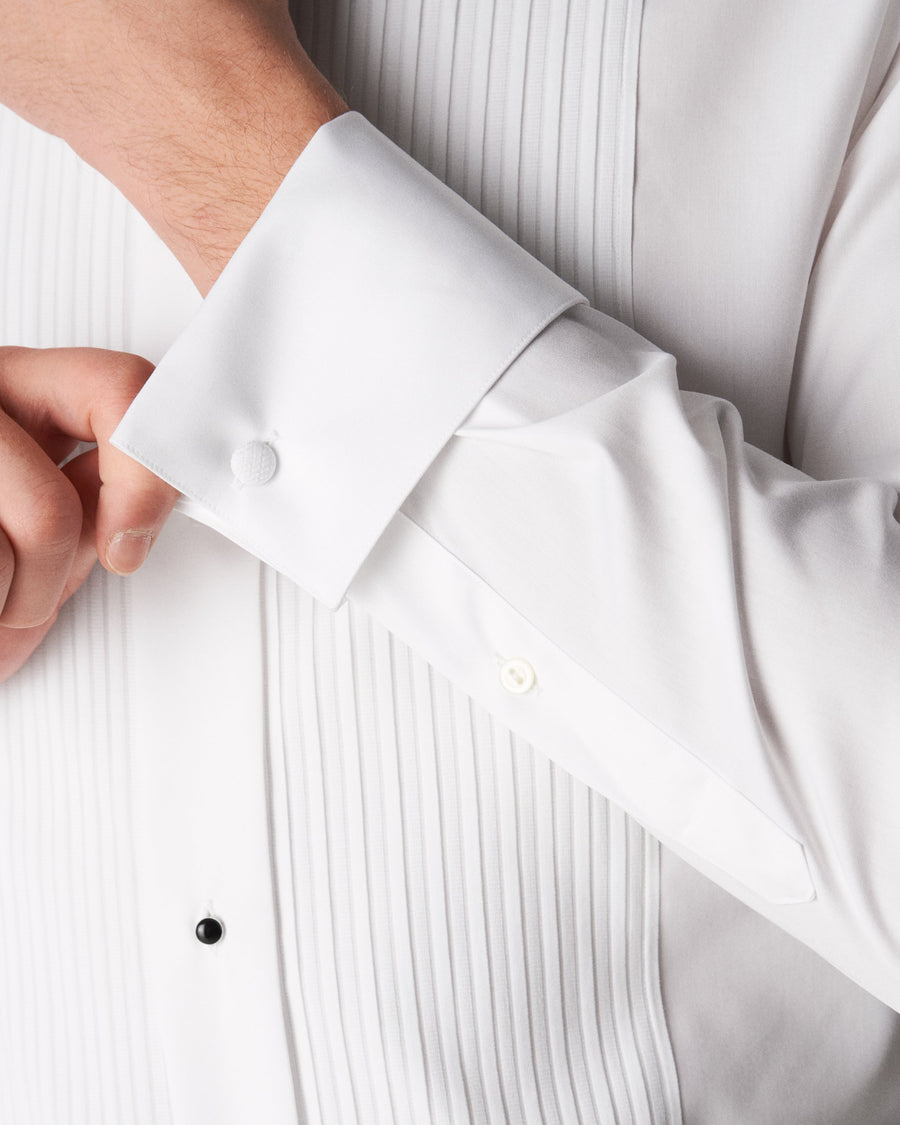Eton Plissé Contemporary Fit Tuxedo Shirt – White