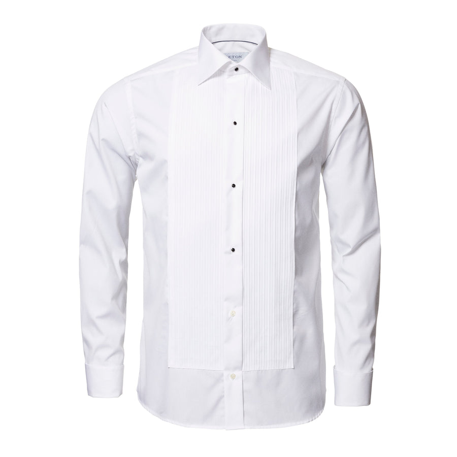 Eton Plissé Contemporary Fit Tuxedo Shirt – White