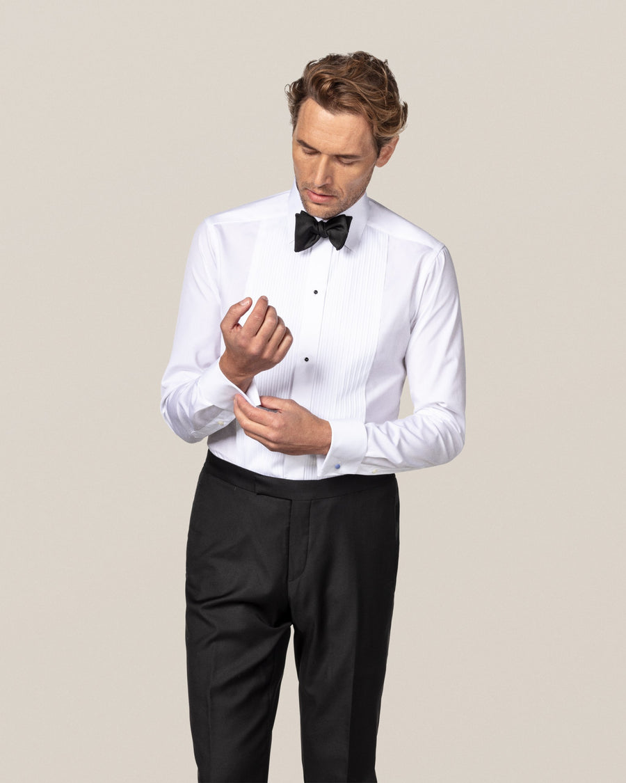 Eton Plissé Slim Fit Tuxedo Shirt – White