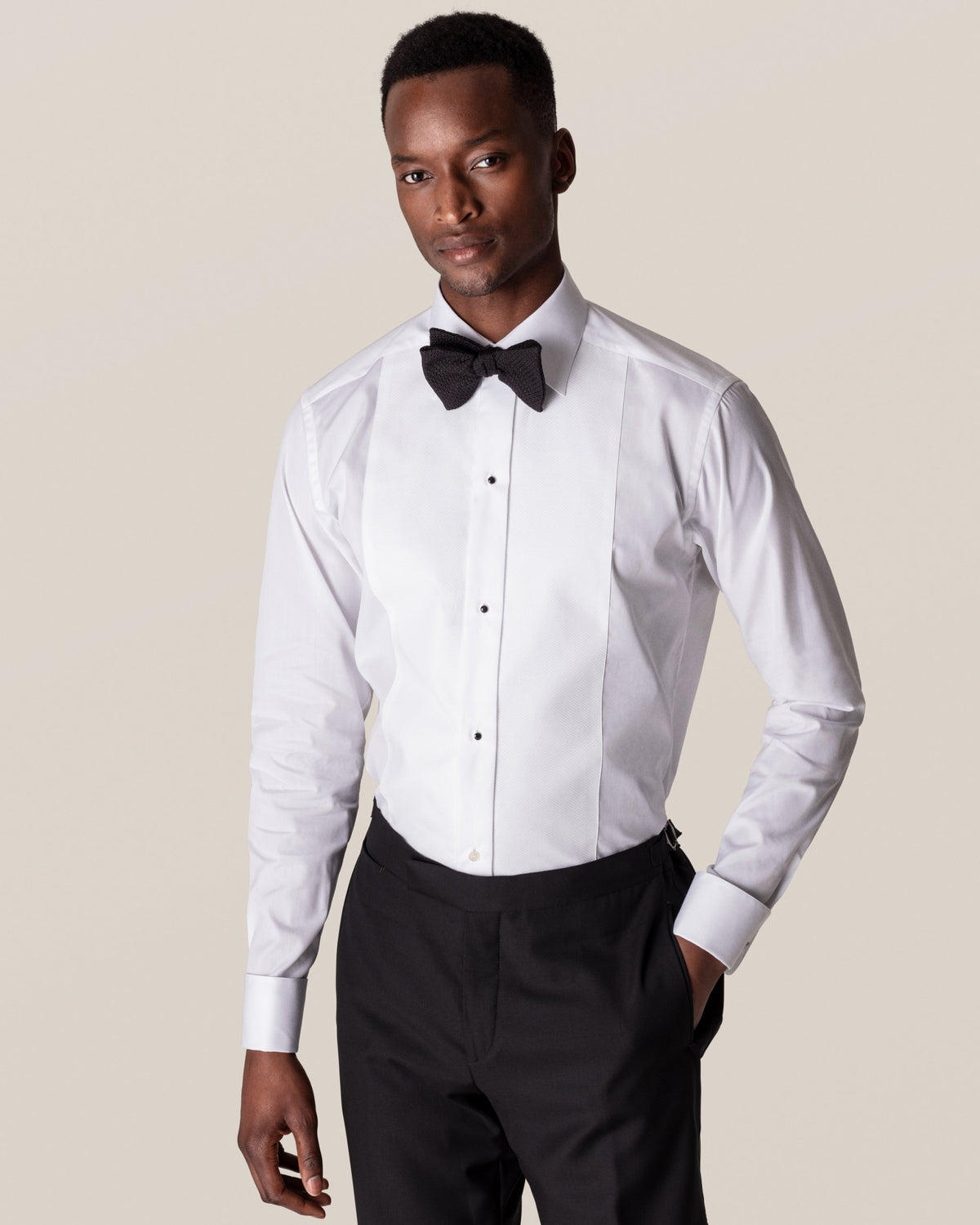 Eton Piqué Slim Fit Tuxedo Shirt - White