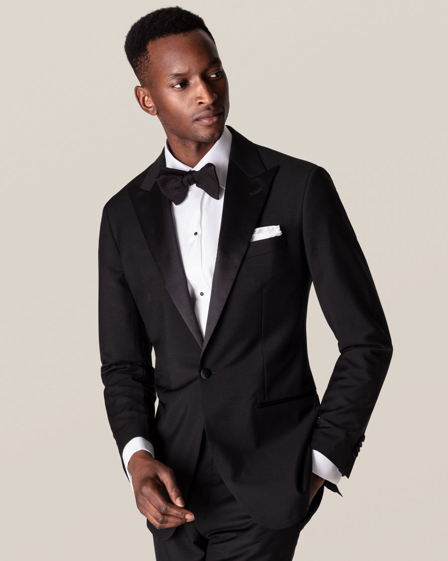 Eton Piqué Slim Fit Tuxedo Shirt – White
