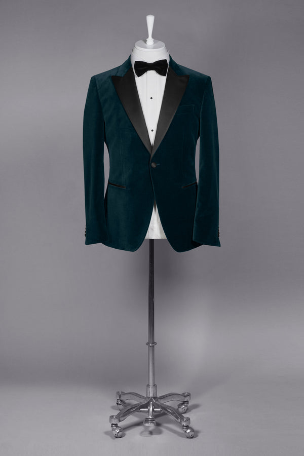 Boss Slim-fit Cotton Velvet Tuxedo Jacket - Teal Green