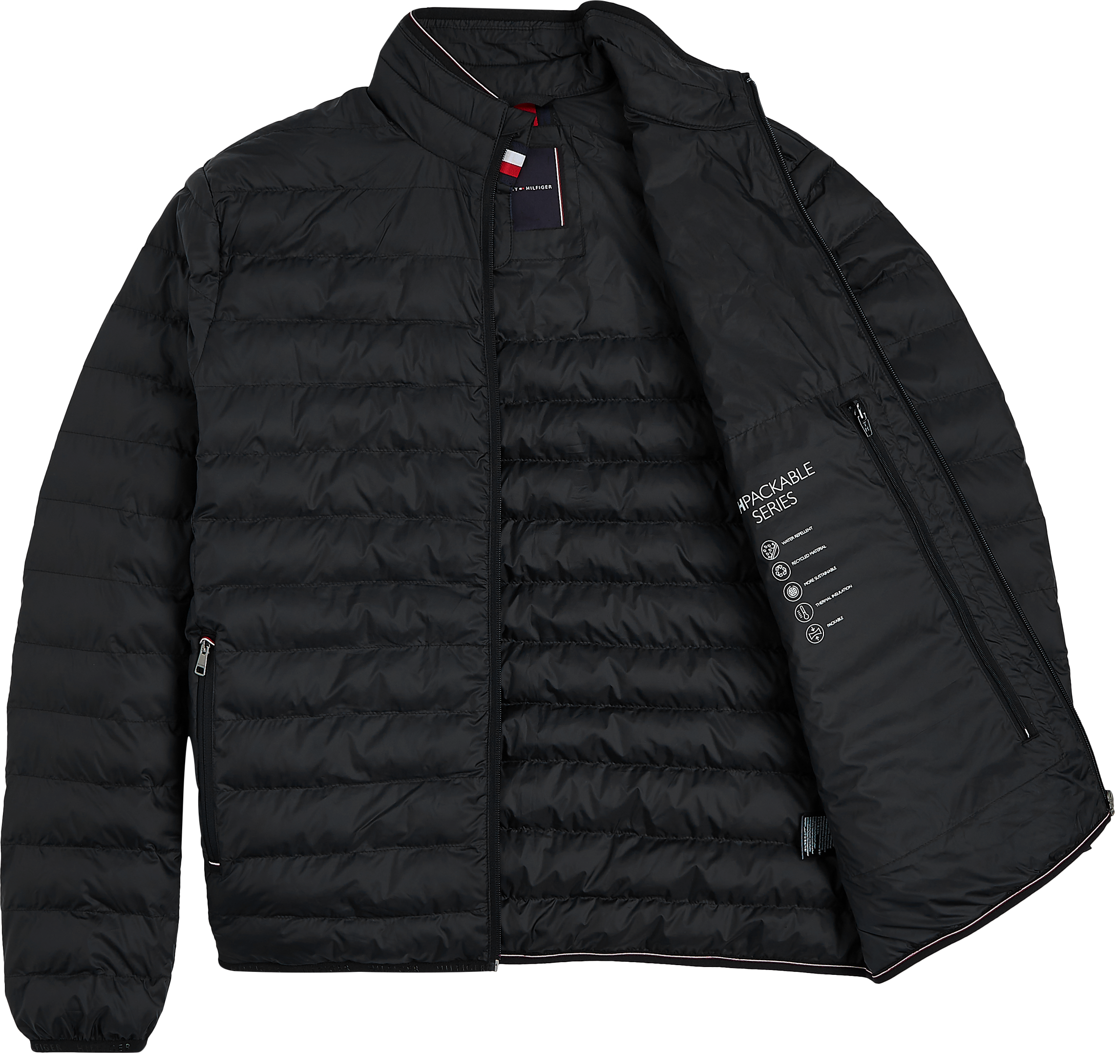 (Recycled) Tommy Hilfiger Jacket - Padded - Galvin Men Core Black Packable for