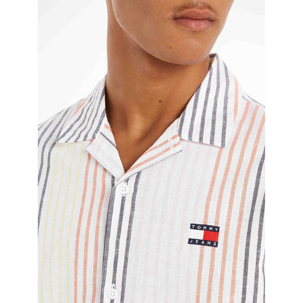 Tommy Jeans Striped Linen Shirt - White