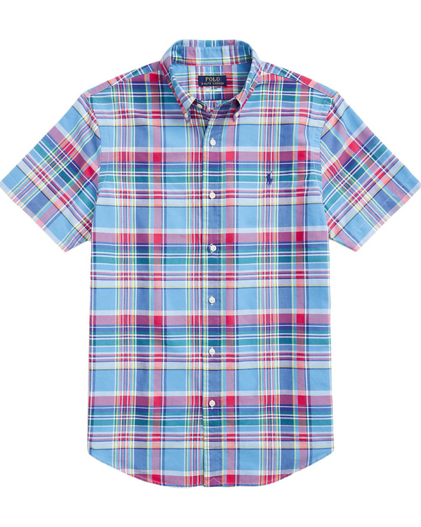 Polo Ralph Lauren Custom Fit Plaid Oxford Shirt - Blue