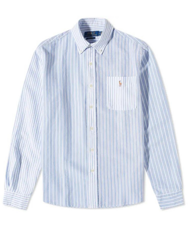 Polo Ralph Lauren Multi-Pattern Long Sleeved Sport Shirt - Blue