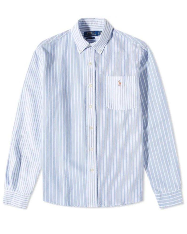 Polo Ralph Lauren Multi-Pattern Long Sleeved Sport Shirt - Blue 