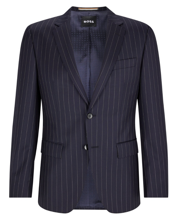 Boss 2 Piece Slim-fit Suit in Pinstripe Virgin Wool - Blue