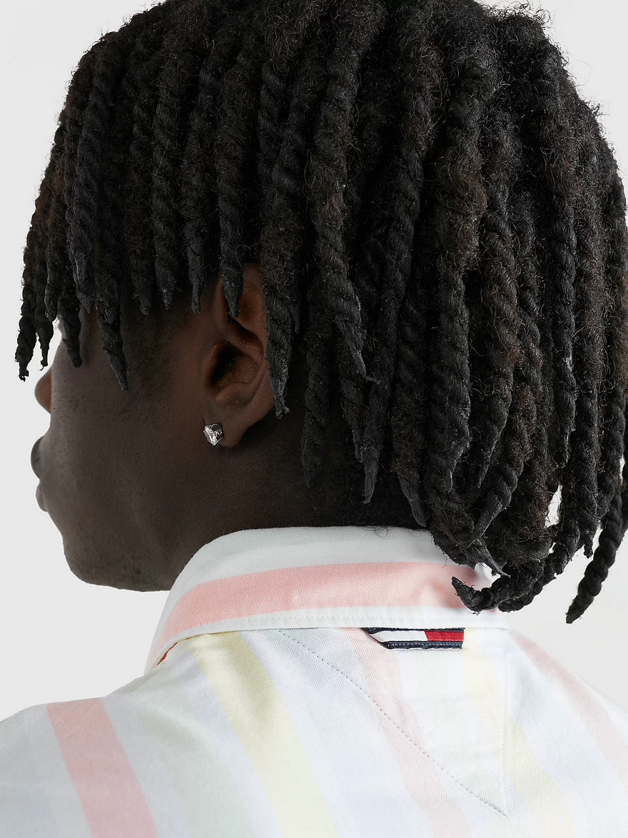 Tommy Jeans Mixed Stripe Classic Short Sleeve Shirt - White