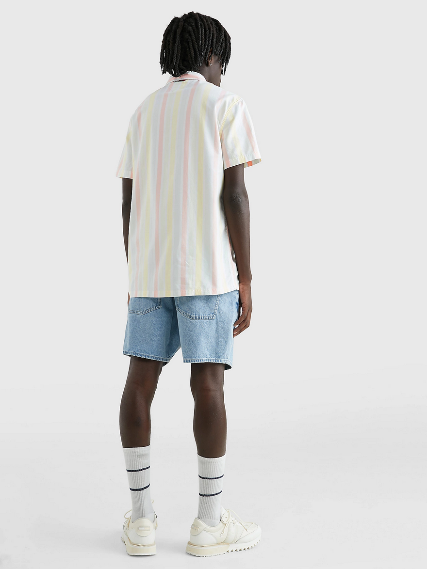 Tommy Jeans Mixed Stripe Classic Short Sleeve Shirt - White