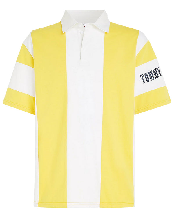 Tommy Jeans Stripe Oversize Fit Jersey Polo - Yellow