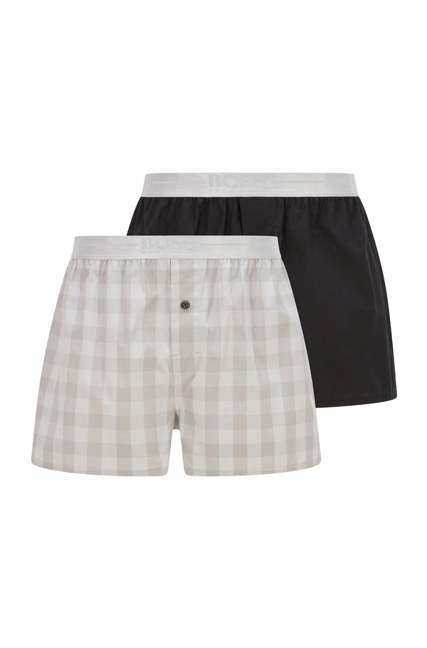 Boss 2 Pack Pyjama Boxer Shorts - Grey / Black
