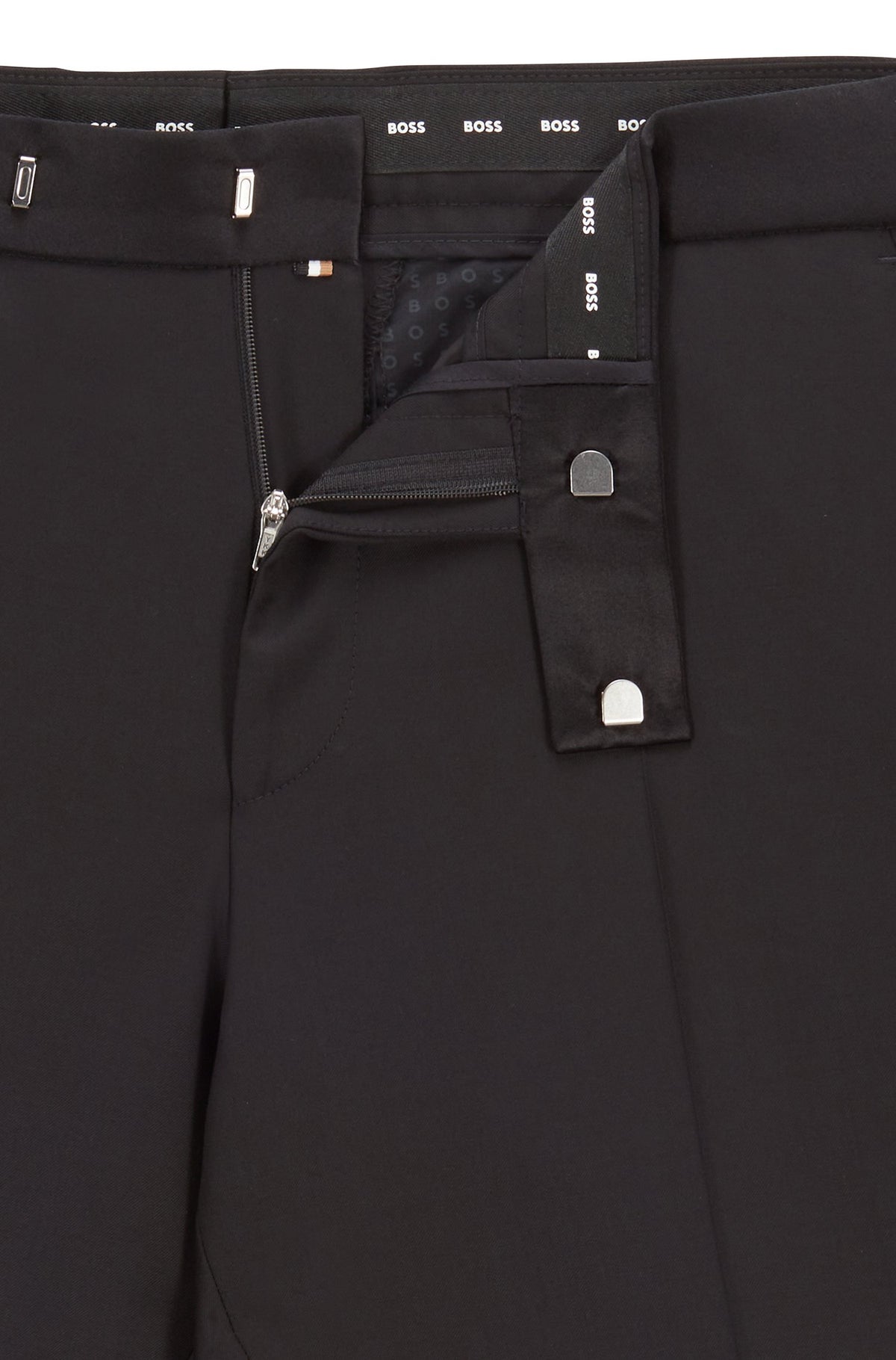 Boss Slim-fit Virgin-wool Tuxedo Trousers - Black