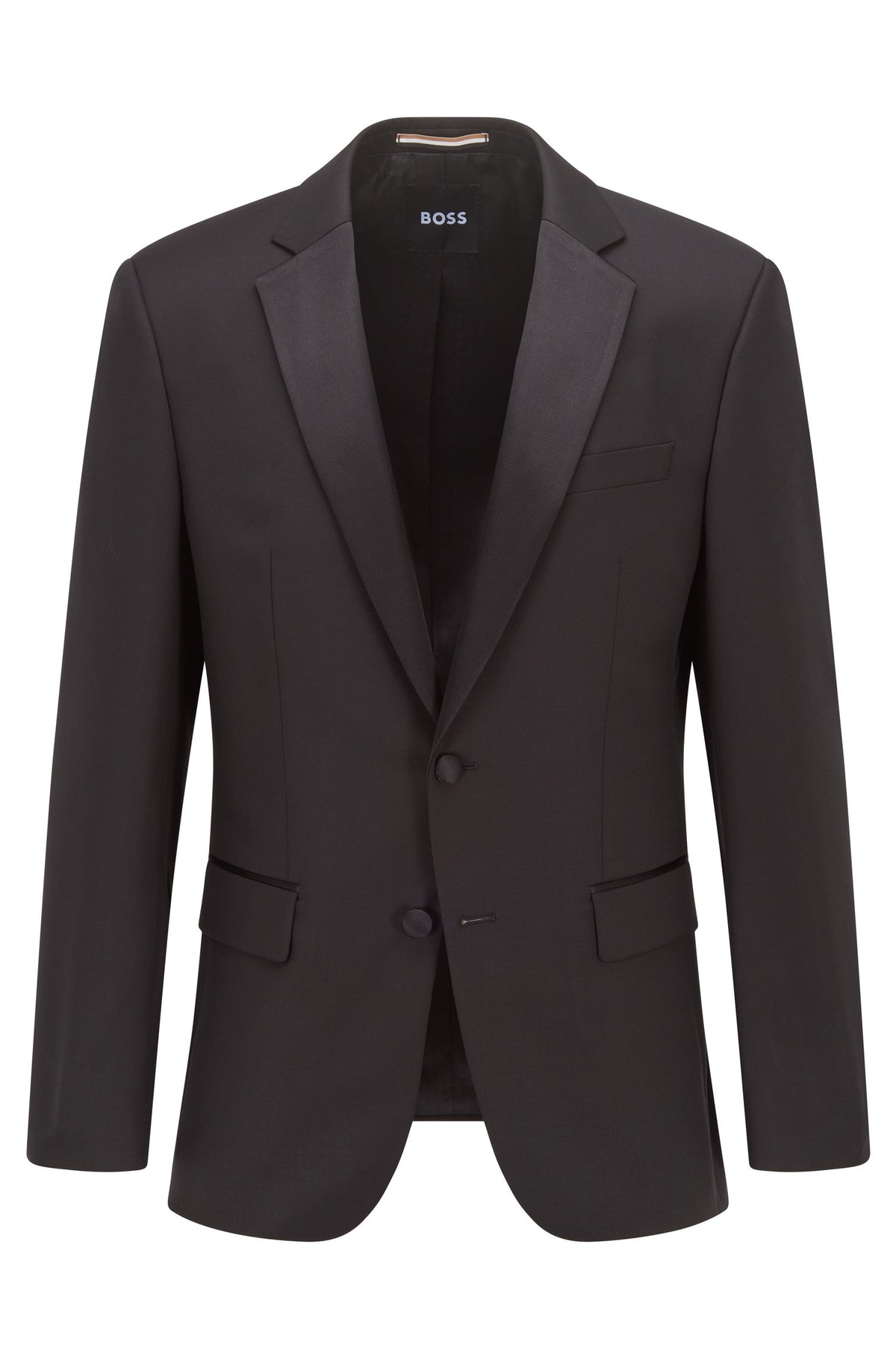 Boss Slim-Fit Virgin-Wool Tuxedo Jacket - Black