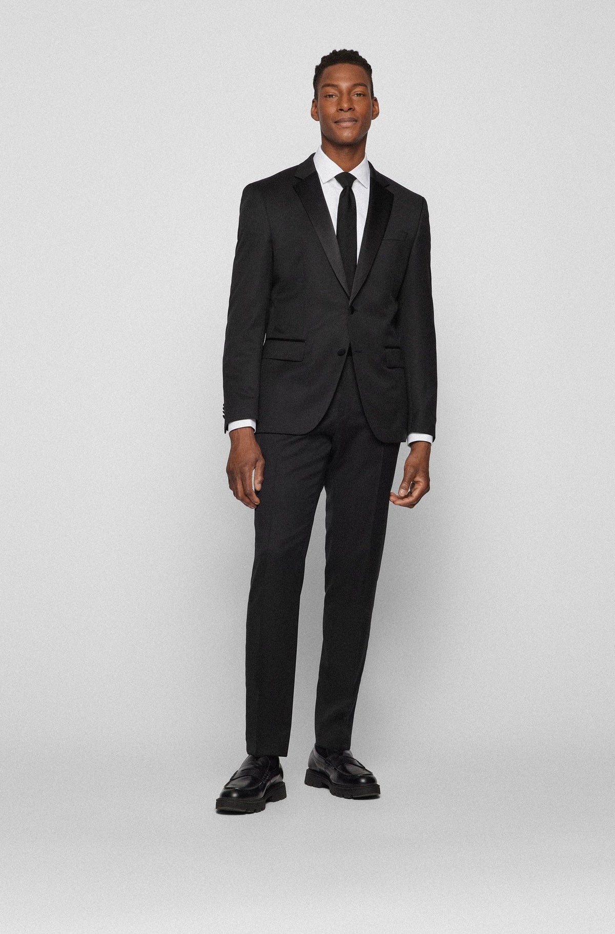 Boss Slim-Fit Virgin-Wool Tuxedo Jacket - Black