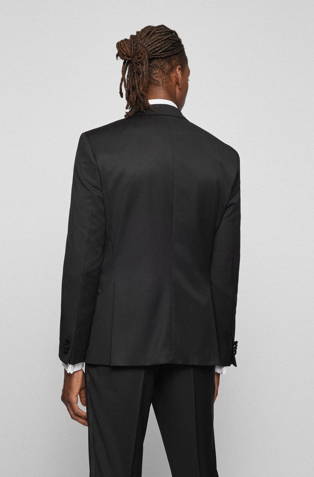 Boss Slim-Fit Virgin-Wool Tuxedo Jacket - Black