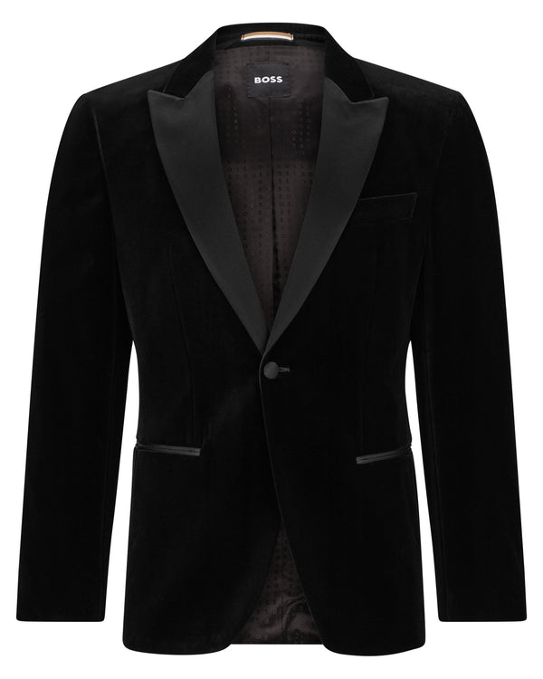 Boss Slim-Fit Cotton Velvet Tuxedo Jacket - Black