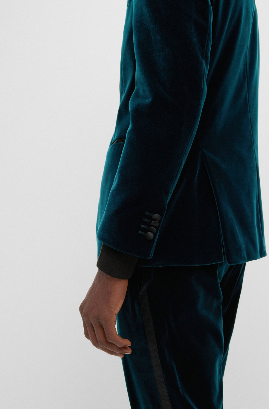 BOSS Slim Fit Cotton Velvet Tuxedo Jacket – Teal Green
